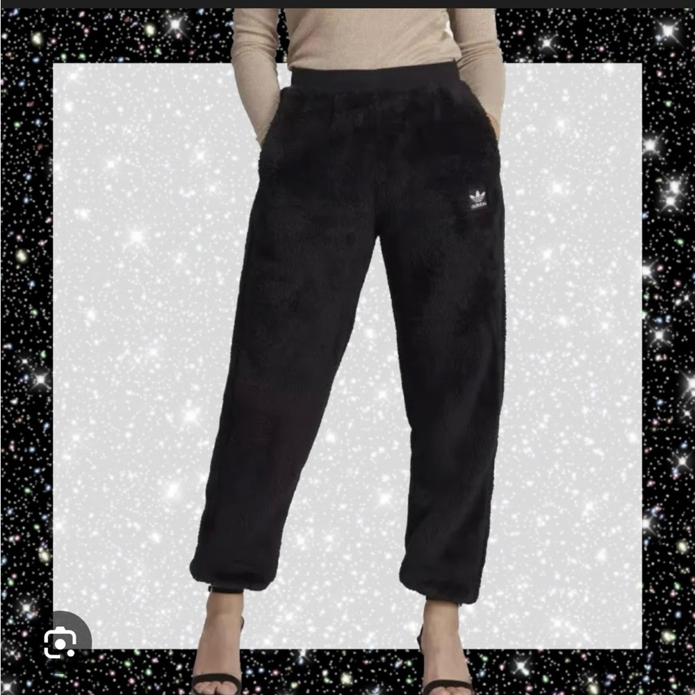Adidas Black fluffy teddy pants